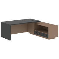 Стол руководителя с тумбой VCT 2119(R) Яшма черный/Кобра 2100х1900х750 VELION