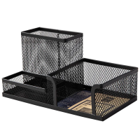 Подставка-органайзер Deli 205x103x100 мм, черная, 3 отделения, сетка