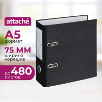 Папка-регистратор А5 Attache Мрамор черная, 80мм
