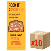 Батончик Rock It With Двойной арахис протеиновый в шоколаде, 40г х 10 шт