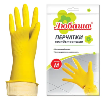 Перчатки латексные хозяйственные Любаша Эконом р.М, желтые
