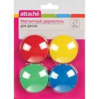 Магниты Attache 50 мм, 4 шт/уп, цвет ассорти
