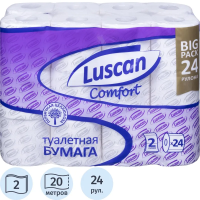 Туалетная бумага Luscan Comfort 2 слоя, 24 рулона, 20 м, белая
