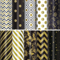 Бумага упаковочная подарочная мелованная 'Golden pattern', 70x100 см, 10 дизайнов ассорти, ЗОЛОТАЯ СКАЗКА, 591912