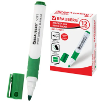 Маркер для досок Brauberg Soft зеленый, 5мм, круглый наконечник, резиновая вставка