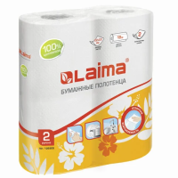 Бумажные полотенца Laima 2 слоя, 2 рулона, 18м, белые, 126906