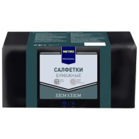 Салфетки бумажные Metro Professional 33x33см, 250шт, 2 слоя, черные