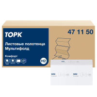 Бумажные полотенца Tellus (tork) Multifold Комфорт H2, 2 слоя, Z-сложение, 190лист, белые, 471150