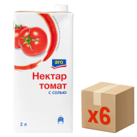 Aro Нектар томатный с солью, 2л x 6 шт