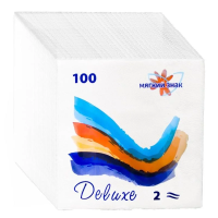 Салфетки бумажные Мягкий Знак 24х24см, 100шт, 2 слоя, белые