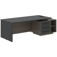 Стол руководителя с тумбой VCT 2390(R) Яшма черный/Дуб Сильвер 2300х900х750 VELION