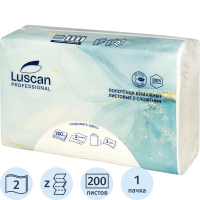 Бумажные полотенца Luscan Professional H2, 2 слоя, Z-сложение, 200лист, белые,
