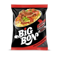 Лапша быстрого приготовления Big Bon Говядина + соус томатный с базиликом, 75г