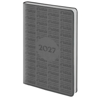 Ежедневник датированный 2027 А5 138х213мм BRAUBERG Aura, под кожу, гибкий, темно-серый, 117930