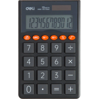 Калькулятор карманный Deli EM130, 12-р,дв.пит.,70.2x8.5x112.2 мм,темн-сер