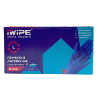 Перчатки латексные сверхпрочные (High risk) IWipe (синие размер L 50шт/уп арт 507111)