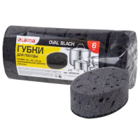 Губка Laima Oval Black 95х65х35мм, крупнопористый поролон/абразив, 6 шт/уп