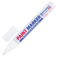Маркер-краска Brauberg Paint Marker белый, 4мм, нитро-основа, алюминиевый корпус