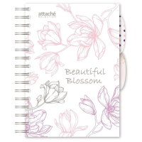 Бизнес тетрадь Attache Selection Flower DreamsBlossom, А5, 140 листов, в клетку, на спирали, пластик