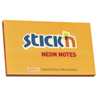 Блок для записей с клейким краем Stick'n Stick'N оранжевый, неон, 76х127мм, 100 листов