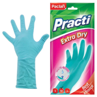 Перчатки резиновые Paclan Practi Extra Dry р.M, х/б напыление, флок