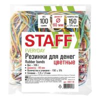 Резинки для денег Staff 60х1.5мм, 100г, разноцветные