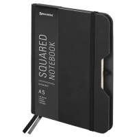 Записная книжка Brauberg Note черный, А5, 80 листов, в клетку, на сшивке, под кожу софт-тач