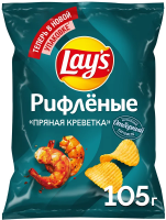 Чипсы Lay's рифленые пряная креветка, 105г