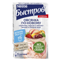 Каша Быстров клубника-персик-яблоко-вишня-лен, 5шт x 35г