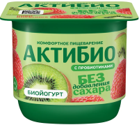 Йогурт Актибио киви и клубника безлактозный без сахара 3%, 130г