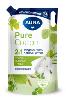Мыло Aura Pure Cotton 2в1 Луговые травы 850мл, дой-пак