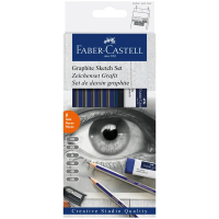 Набор карандашей ч/г Faber-Castell 'Goldfaber Sketch', 6шт.+ластик+точилка, 2H-6B, заточен., карт. уп., европодвес