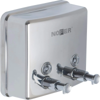 Дозатор для мыла Nofer Inox с 2 кранами, 03005.B