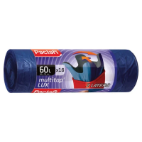 Мешки для мусора 60 л, с ушками, синие, рулон 16 шт., ПВД, 30 мкм, 60х75 см, PACLAN 'Multitop Lux', 134474