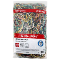 Резинки для денег Brauberg цветные, 80мм, 1кг