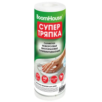 Салфетки БЕЗВОРСОВЫЕ 56 штук, 21х28 см, СУПЕРВПИТЫВАЮЩИЕ СУХИЕ многоразовые универсальные, ЦЕЛЛЮЛОЗНЫЕ, BOOMHOUSE (БУМХАУС), 700988