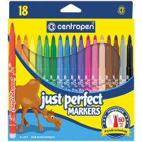 Фломастеры Centropen 'Just Perfect', 18цв., трехгранные, смываемые, устойч. к высыханию, картон, европодвес