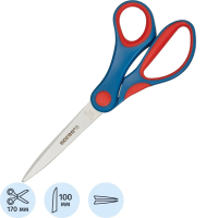 Ножницы Kores Softgrip 17см, красно-черные, эргономичные ручки, 35217
