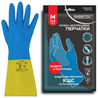 Перчатки латексно-неопреновые КЩС, ULTRA NEOPRENE, химически устойчивые, размер 8-8,5 M (средний), RABBITEX (РАББИТЕКС), 701114, ACI - 022