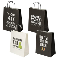 Пакет подарочный (1 штука) 26х13х32 см (L) 'Man Funny Notes', ассорти, крафт, ЗОЛОТАЯ СКАЗКА, 700823