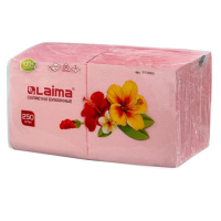 Салфетки бумажные Laima 24х24см, 250шт, 1 слой, красные пастель