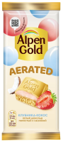 Шоколад Alpen Gold Aerated белый клубника и кокос, 75г
