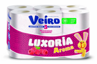 Туалетная бумага Veiro Professional Luxoria Aroma малина, 3 слоя, 12 рулонов, 17 м, белая