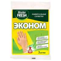 Салфетки ВИСКОЗНЫЕ универсальные, 35х30 см, ЭКОНОМ КОМПЛЕКТ 3 шт., 80 г/м2, желтые, MASTER FRESH