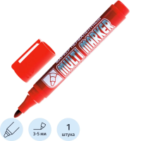 Маркер перманентный Crown Multi Marker CPM-800, 3мм, пулевидный наконечник, красный