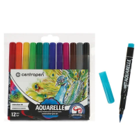 Маркеры-кисти акварельные 12 ЦВЕТОВ CENTROPEN 'Aquarelle', линия письма 1-9 мм, 8683/12ET, 6 8683 1201
