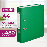 Папка-регистратор А4 Attache зеленая, 75мм, с металлическим уголком