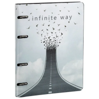 Тетрадь на кольцах А5 (180х220 мм), 80 листов, под кожу, клетка, BRAUBERG VISTA, Infinite way, 11213