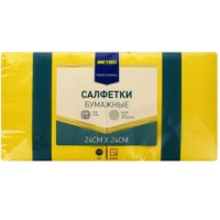 Салфетки бумажные Metro Professional 24x24см, 250шт, 2 слоя, жёлтые