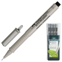 Набор ручек капиллярных Faber-Castell Ecco Pigment черные, 4шт/уп